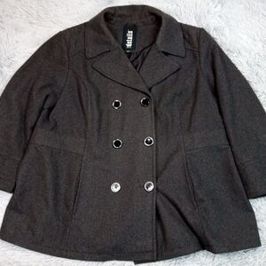 Intl Details Jacket Womens 2X Gray Wool Blend‎ Coat Pockets Cozy Button Up Comfy